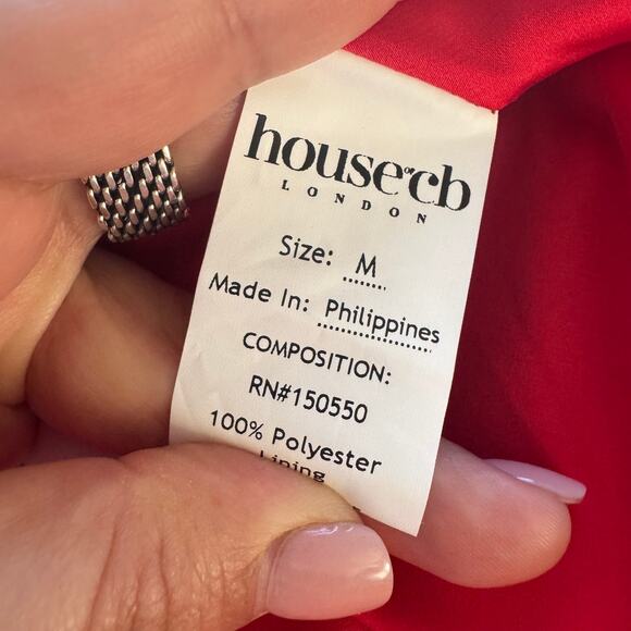 House of CB Colette Low Waist Skirt Red Sz M Satin Maxi - Picture 5 of 6